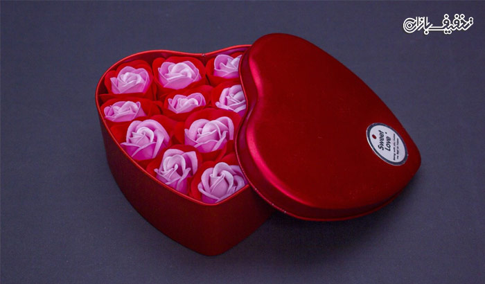 جعبه فلزی کادویی گل صابونی قلبی بزرگ