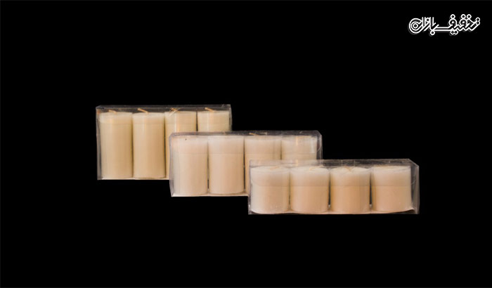 شمع استوانه ای ۴ تایی با بسته بندی طلقی در ۳ سایز