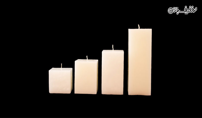 شمع مربع قطر ۷ سفید Orkid در ۴ سایز