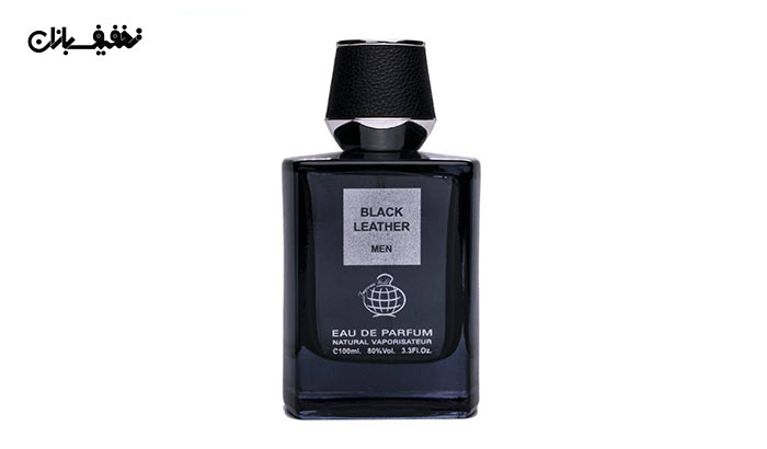 ادکلن مردانه Black Leather برند Fragrance World همراه با اسپری