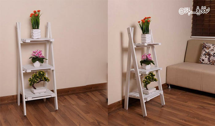 استند گلدان طرح نردبان سه طبقه PVC به همراه بسته بندی