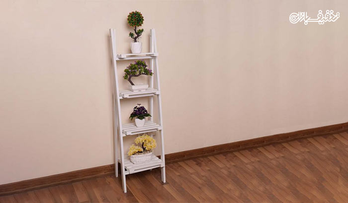 استند گلدان طرح نردبان چهار طبقه PVC به همراه بسته بندی